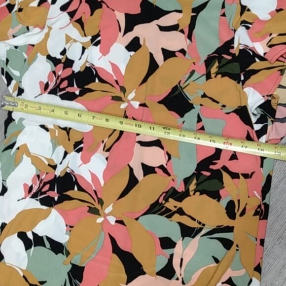 Anne Klein Coral Multi Color Flutter Sleeve Tropical Flower Dress - Picture 14 of 16